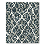 Charcoal Cream Intertwined Botanical Vine Rug