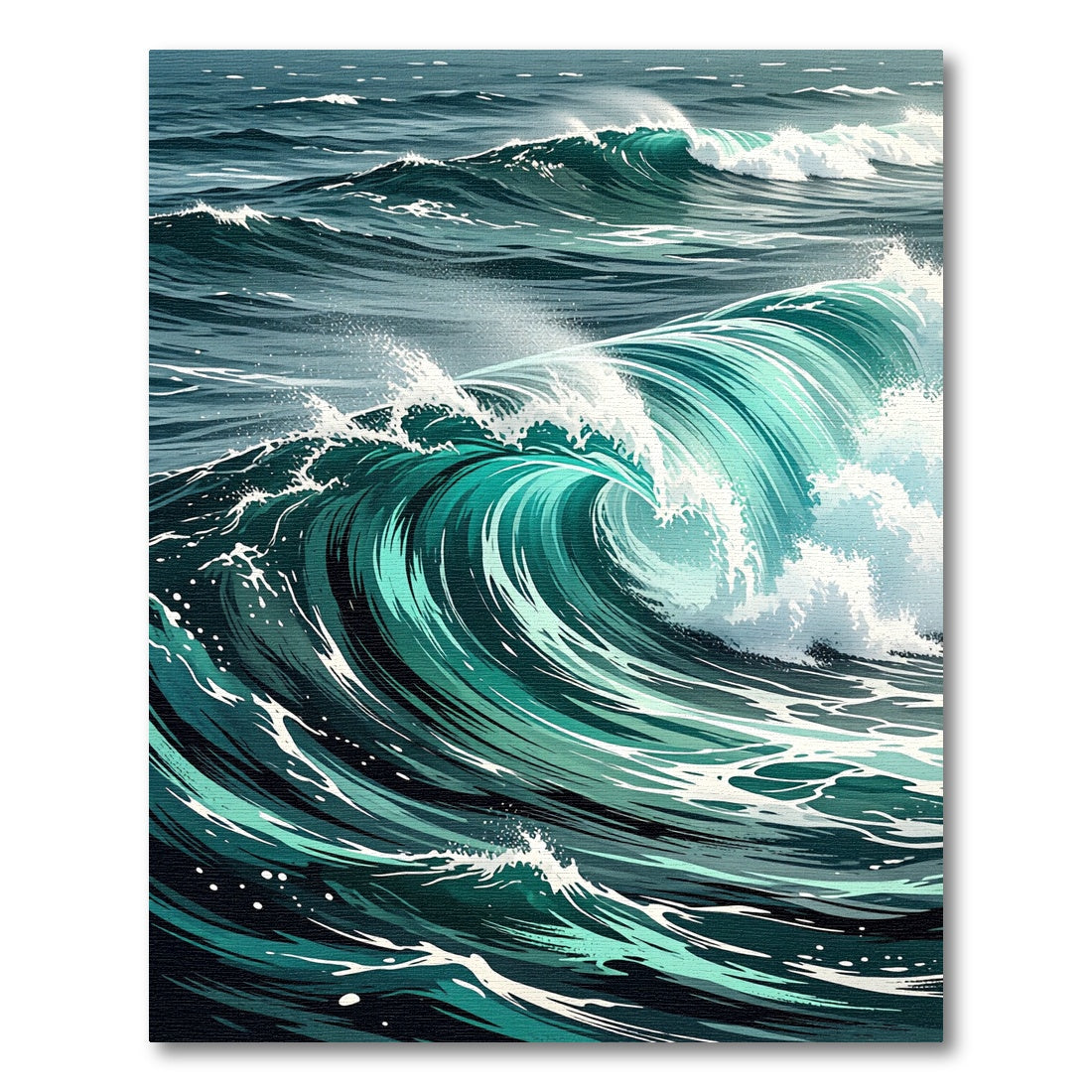 Dynamic Turquoise Ocean Wave Accent Rug
