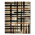 Black Brown Grungy Plaid Lines Rug
