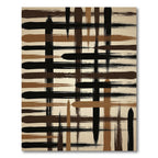 Black Brown Grungy Plaid Lines Rug