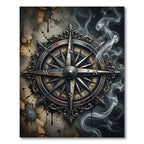 Ornate Smoke Weathered Compass Medallion Rug