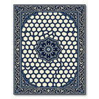 Navy Blue Hexagon Floral Medallion Rug