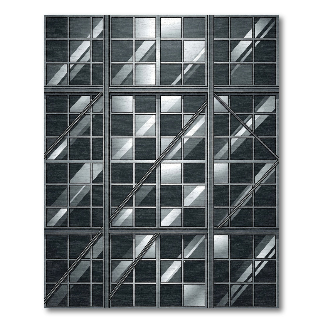 Monochromatic Grid Metal Window Reflection Rug
