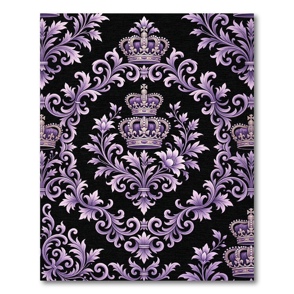 Royal Purple Damask Crown Scroll Rug