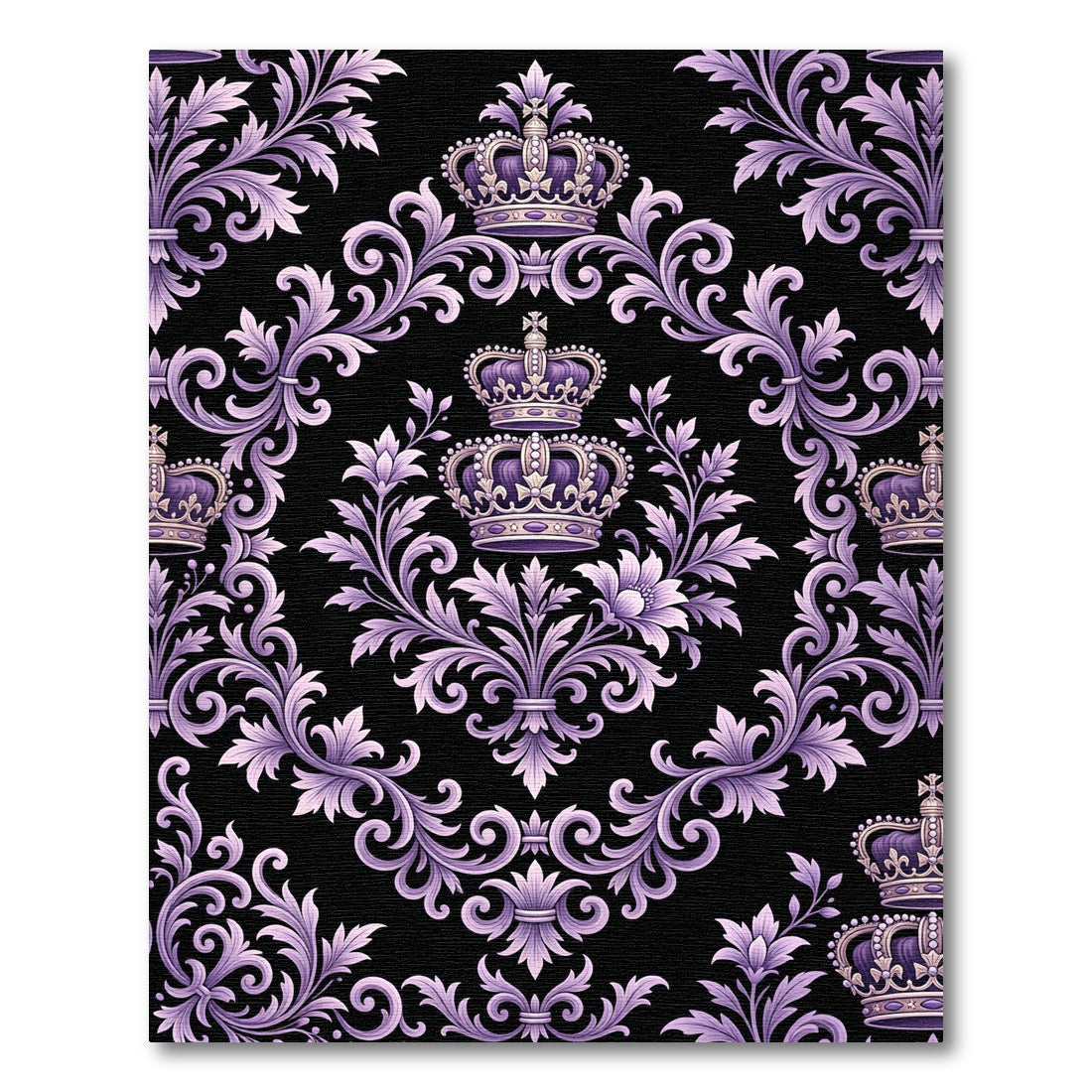 Royal Purple Damask Crown Scroll Rug