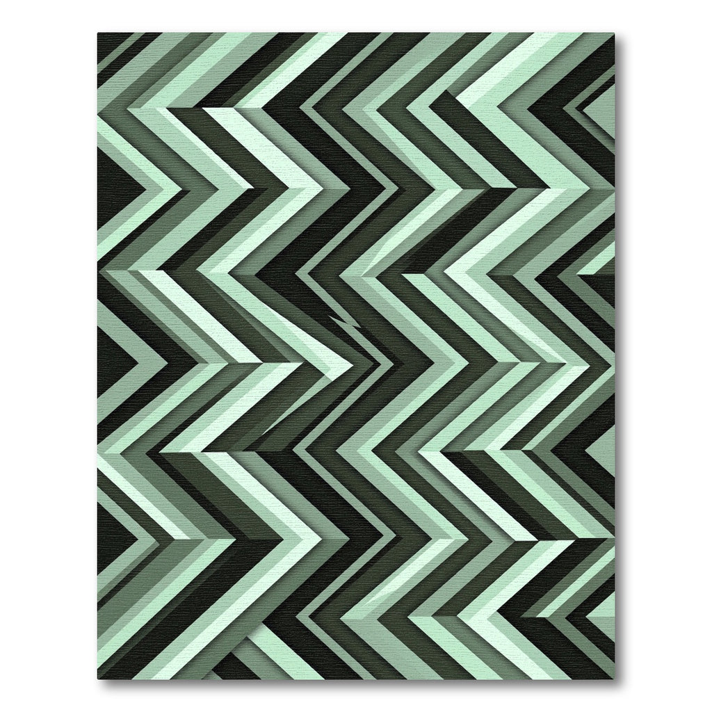 Mint Geometric Chevron Stripes Rug
