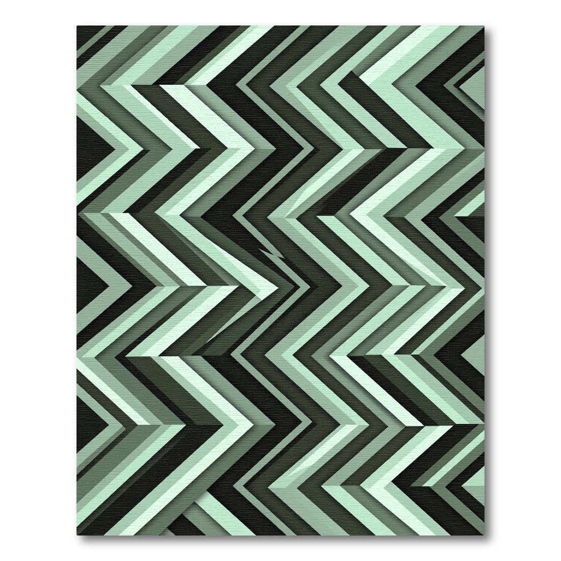 Mint Geometric Chevron Stripes Rug