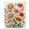 Coral Peach Floral Botanical Arrangement Rug