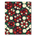 Crimson Red Floral Hexagon Composition Rug