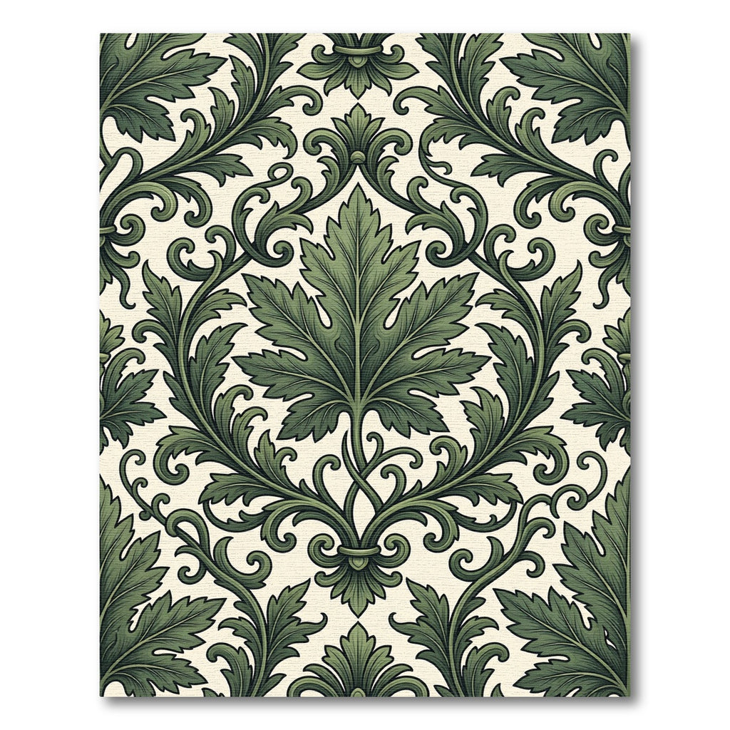 Victorian Sage Acanthus Damask Botanical Rug