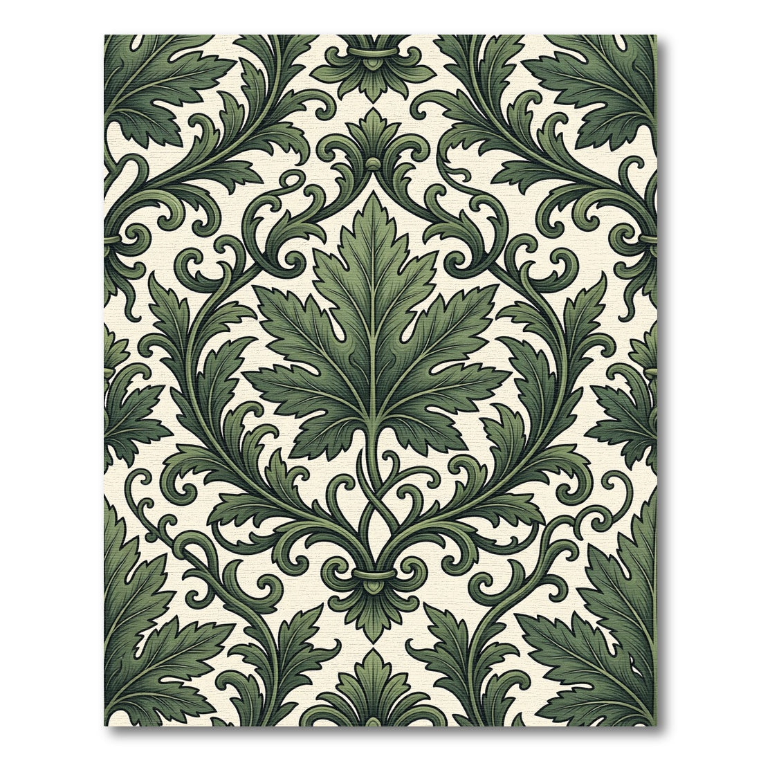 Victorian Sage Acanthus Damask Botanical Rug