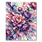 Vibrant Pink and Purple Peony Watercolor Rug