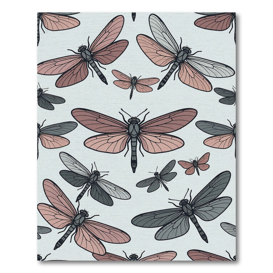 Ethereal Dusty Pink Dragonfly Garden Rug