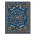 Midnight Blue Golden Floral Medallion Rug