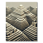 Terraced Earthtone Mountain Landscape Rug