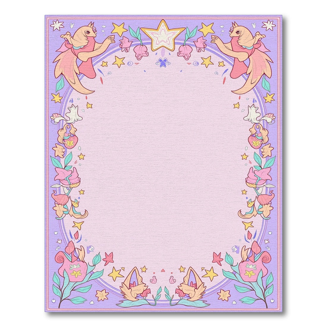 Whimsical Pink Gold Fish Star Flora Rug