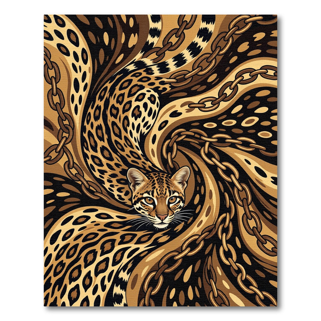 Golden Ocelot Chain Swirl Rug