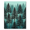 Deep Teal Evergreen Forest Landscape Rug