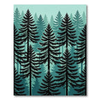 Deep Teal Evergreen Forest Landscape Rug
