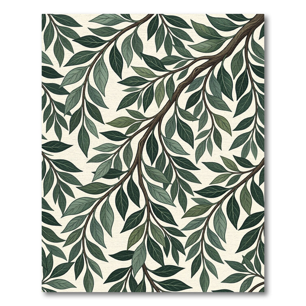 Deep Green Leafy Branch Collection Rug