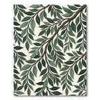 Deep Green Leafy Branch Collection Rug
