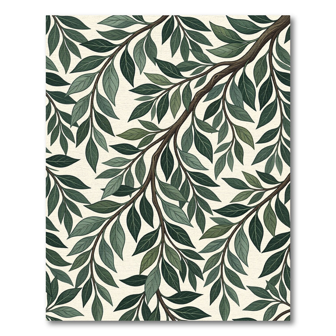 Deep Green Leafy Branch Collection Rug
