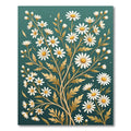 Elegant White Daisy Golden Botanical Teal Rug