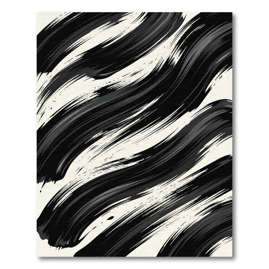 Bold Black Ink Brush Strokes Rug