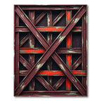 Distressed Red Crosshatch Geometric Rug