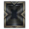 Black Gold Linear Concentric Square Rug