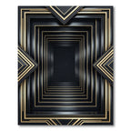 Black Gold Linear Concentric Square Rug