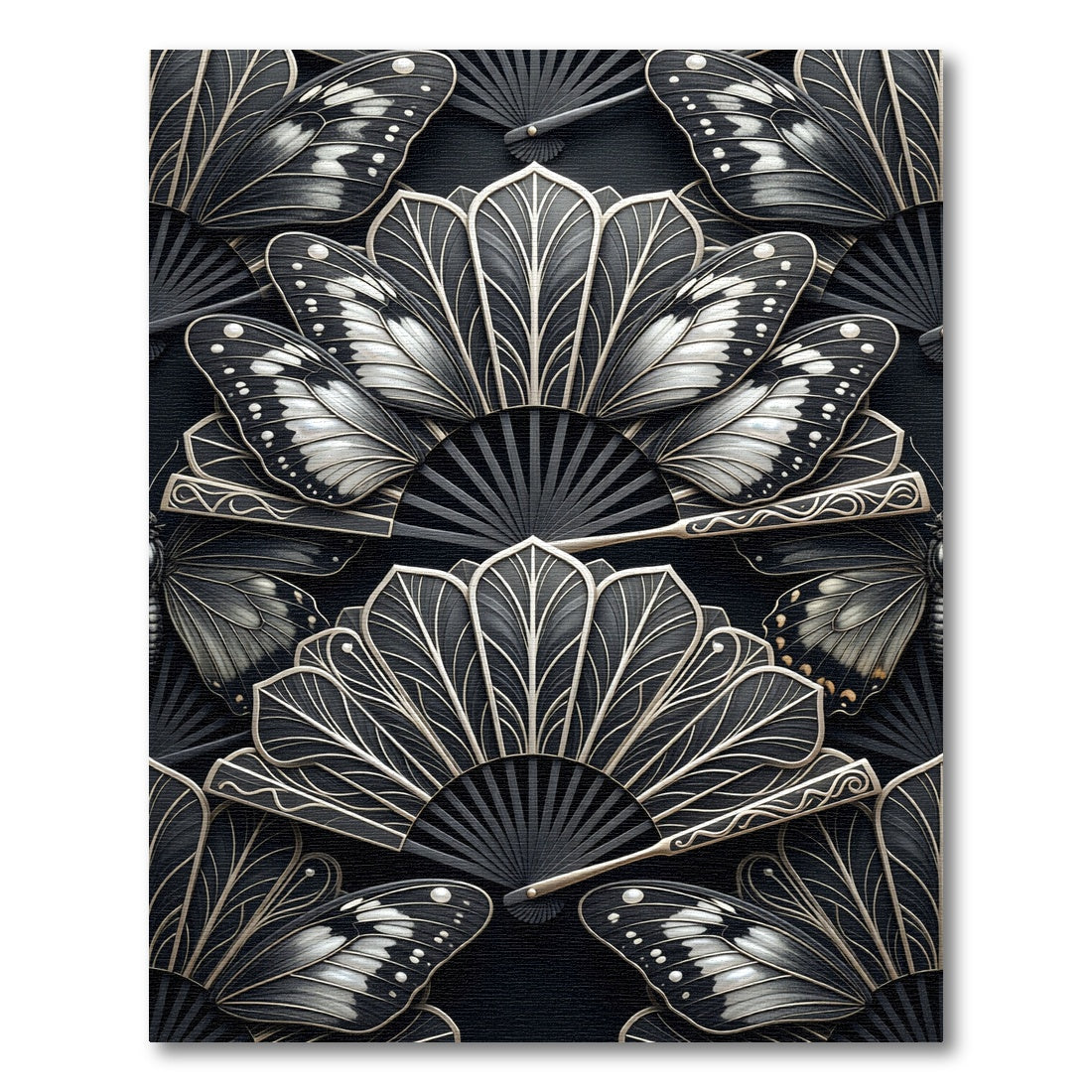Dark Butterfly Fan Assemblage Rug