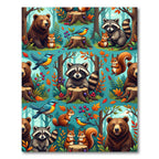 Whimsical Woodland Animals Forest Meadow Scene Rug