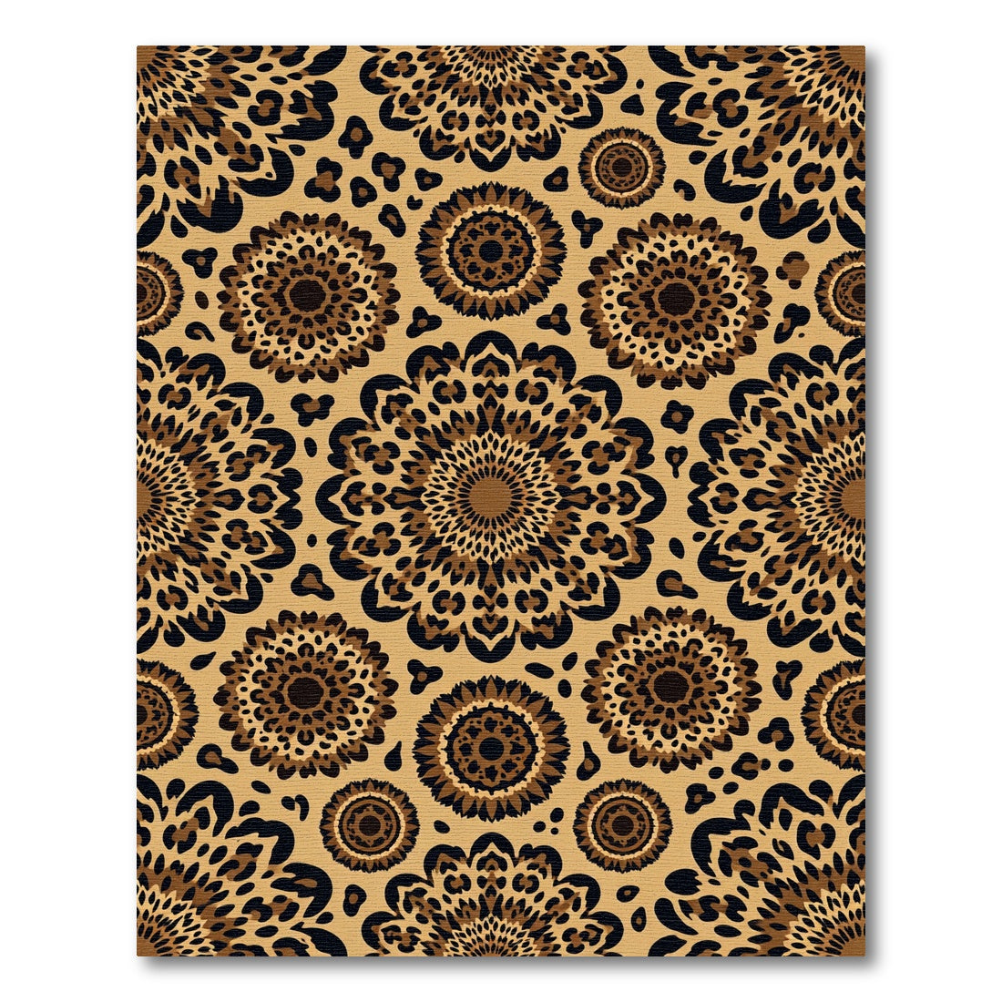 Animal Print Geometric Mandala Medallion Rug