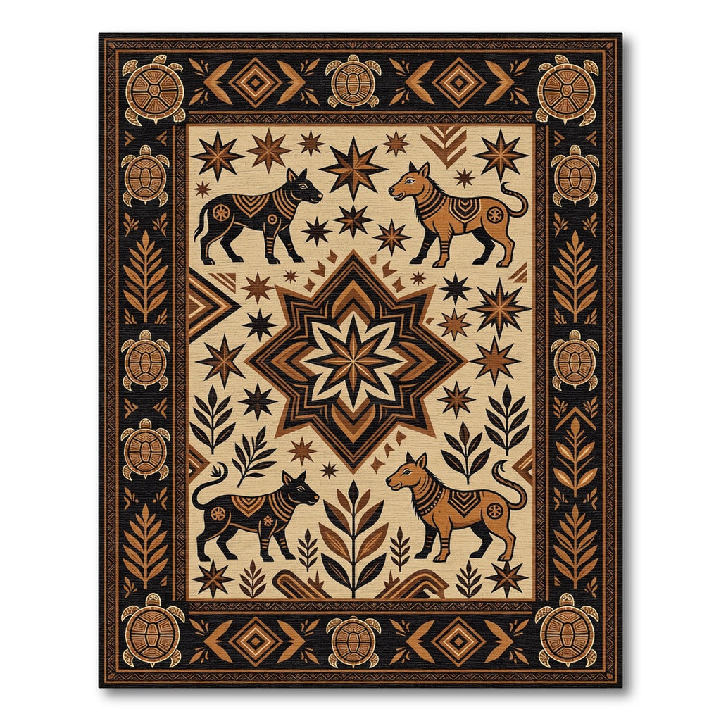 Earthy Dog Turtle Medallion Native Rug