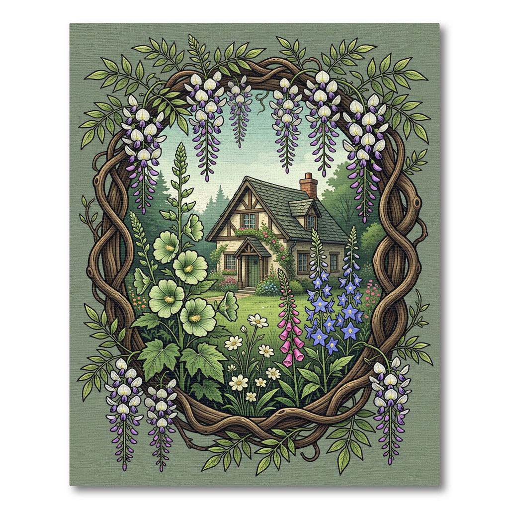 Wisteria Arch Cottage Garden Botanical Rug