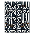 Black and White Striped Radial Rug