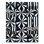 Black and White Striped Radial Rug