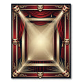 Dramatic Red Theater Mask Gold Frame Rug