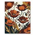Mid-Century Rust Orange Poppy Floral Rug