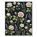Cream Rose and Lavender Floral Botanical Rug