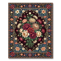 Dark Floral Bouquet Ornate Medallion Art Rug