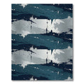 Midnight Blue Abstract Silver Splatter Rug