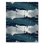 Midnight Blue Abstract Silver Splatter Rug