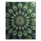 Elegant Emerald Peacock Feather Mandala Rug
