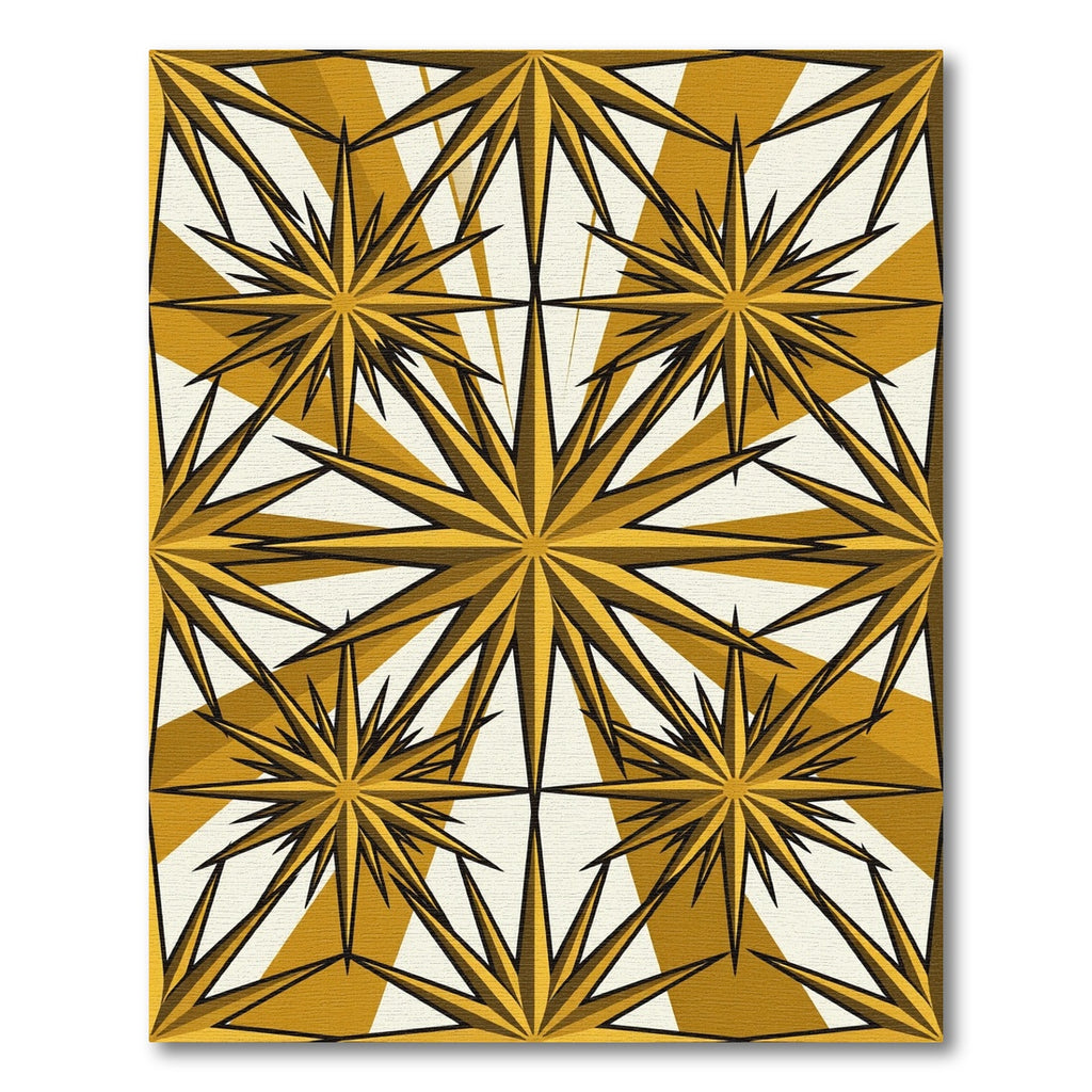 Golden Celestial Geometric Starburst Rug