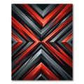 Bold Red Gray Abstract Geometric Chevron Rug