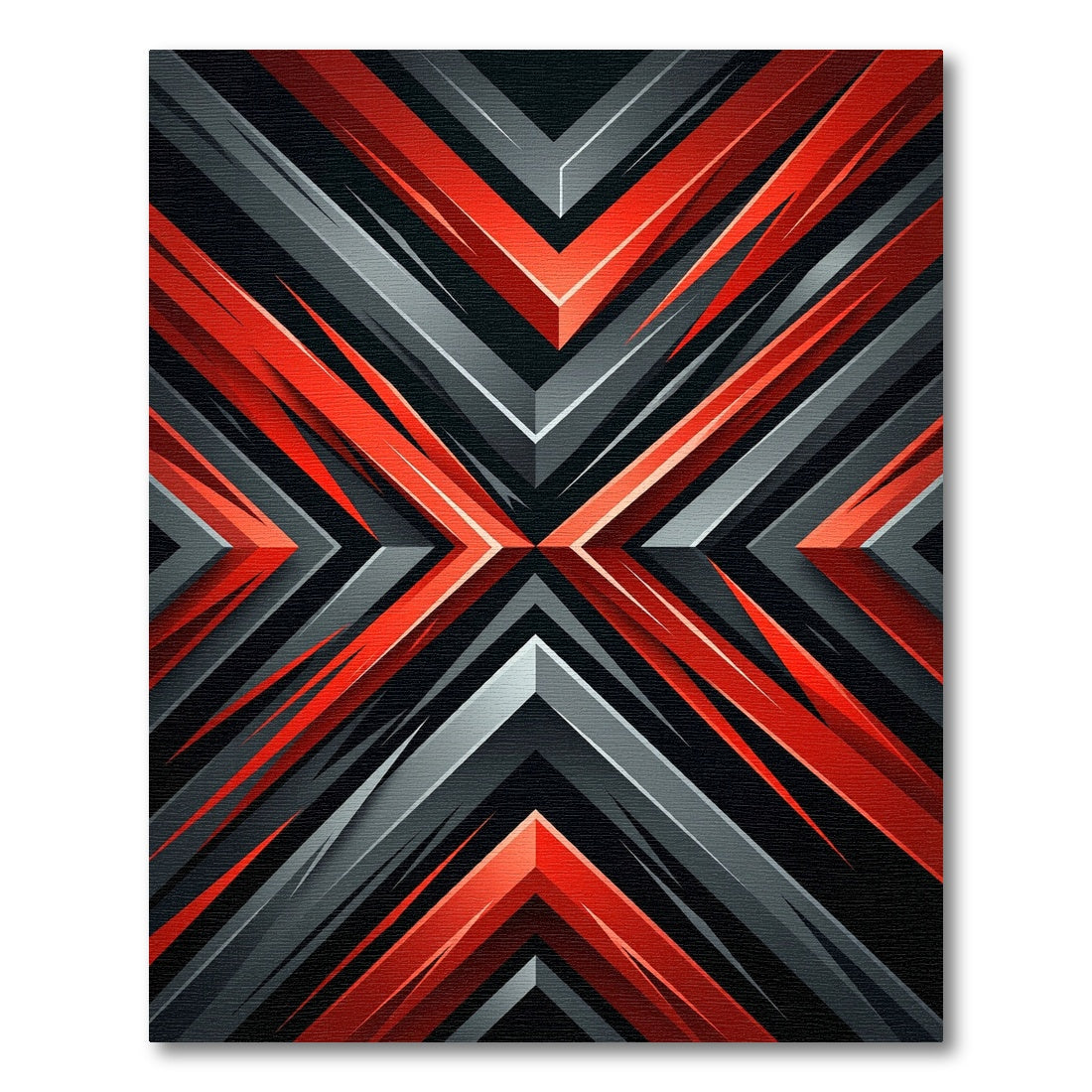 Bold Red Gray Abstract Geometric Chevron Rug