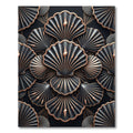 Elegant Black and Gold Shell Art Rug