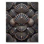 Elegant Black and Gold Shell Art Rug